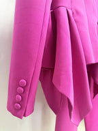 Pink Peplum Blazer & Wide Leg Pants Set H7040
