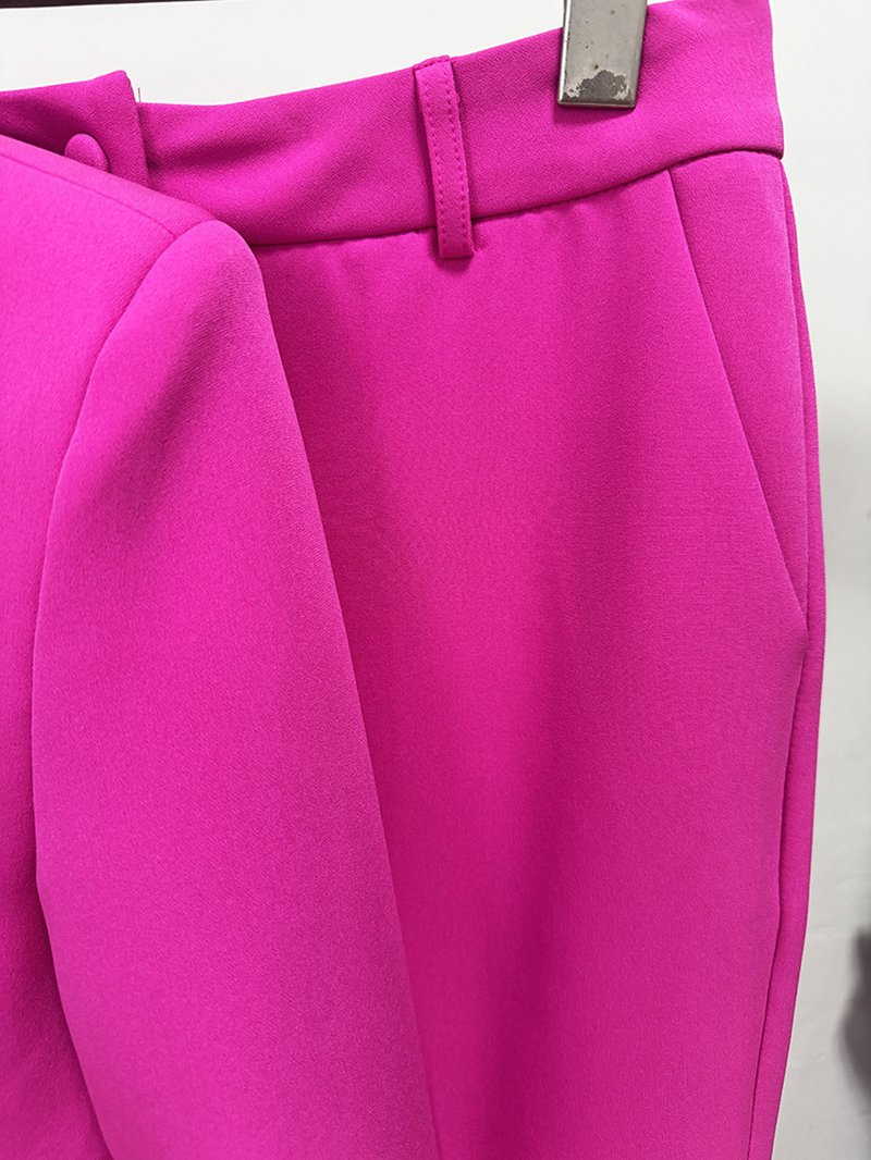 Pink Peplum Blazer & Wide Leg Pants Set H7040