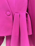 Pink Peplum Blazer & Wide Leg Pants Set H7040