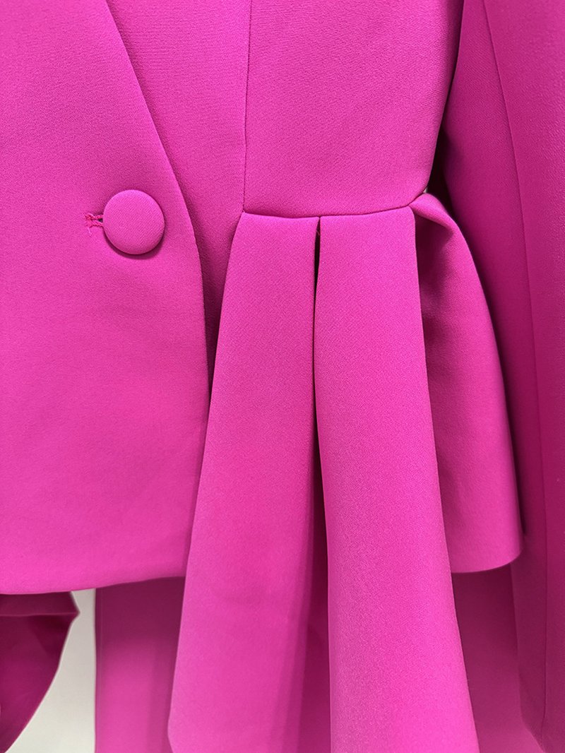 Pink Peplum Blazer & Wide Leg Pants Set H7040