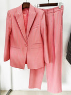 Pink Pinstripe Oversized Suit Set H6460