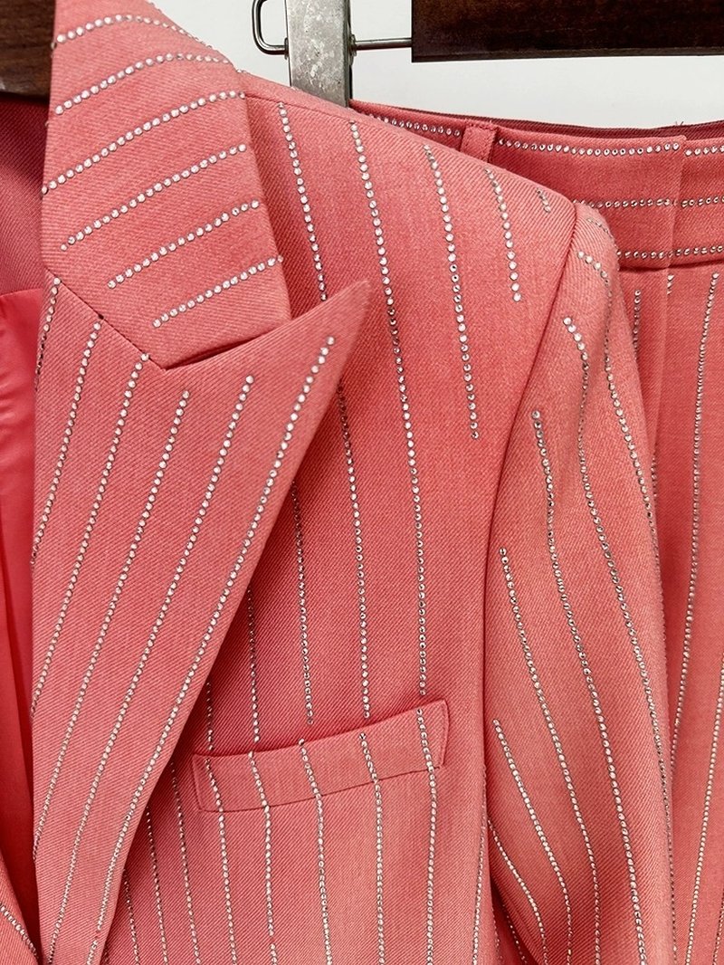 Pink Pinstripe Oversized Suit Set H6460