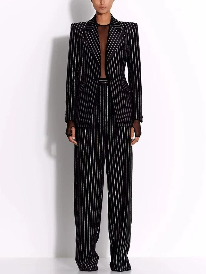 Pink Pinstripe Oversized Suit Set H6460