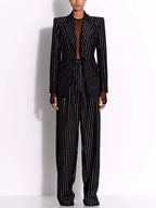 Pink Pinstripe Oversized Suit Set H6460
