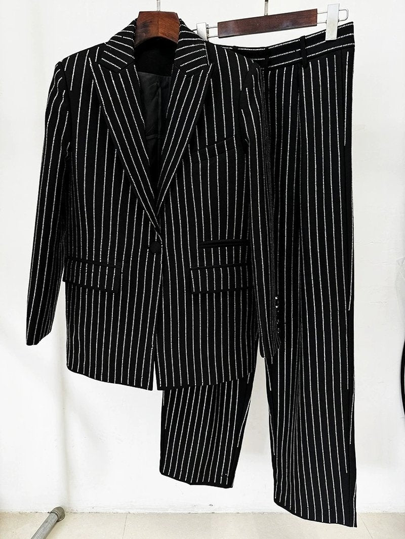 Pink Pinstripe Oversized Suit Set H6460