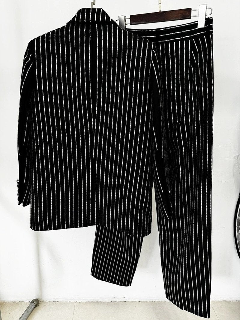 Pink Pinstripe Oversized Suit Set H6460