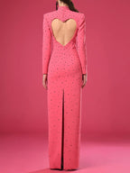 Pink Polka Dot Heart Cutout Gown H6684