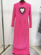 Pink Polka Dot Heart Cutout Gown H6684
