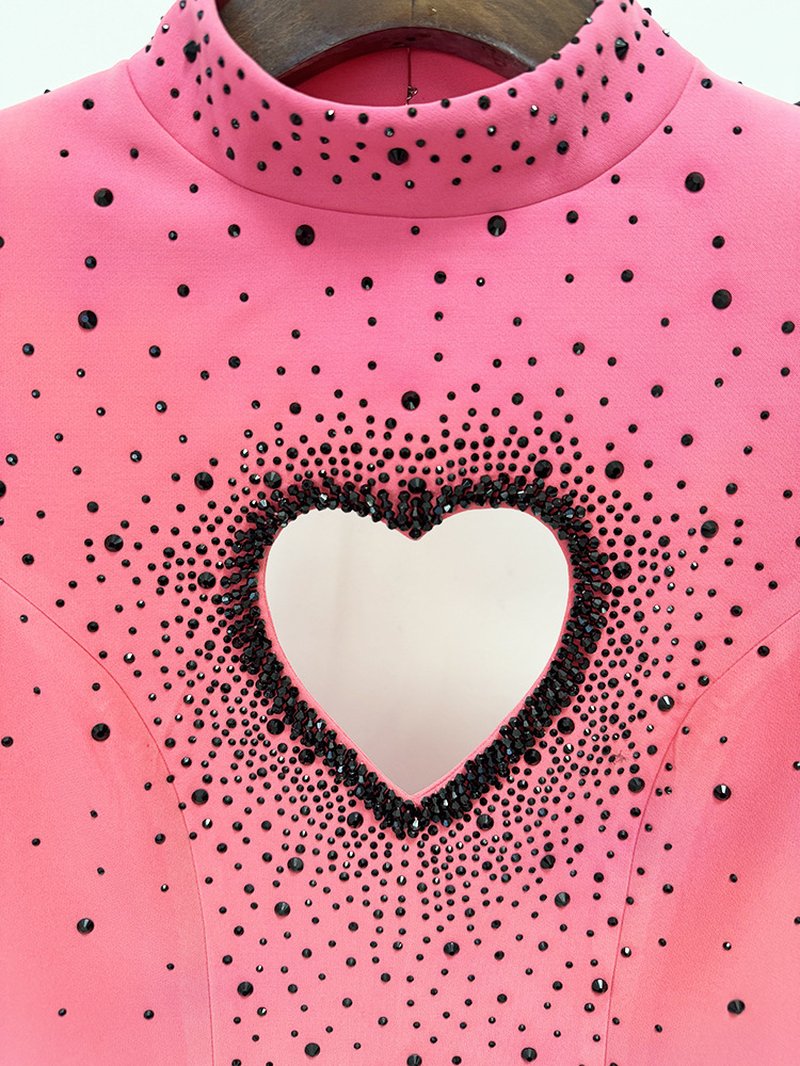 Pink Polka Dot Heart Cutout Gown H6684