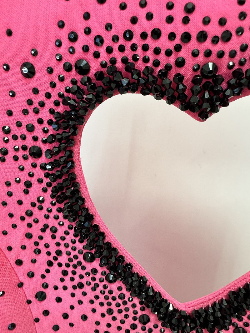 Pink Polka Dot Heart Cutout Gown H6684