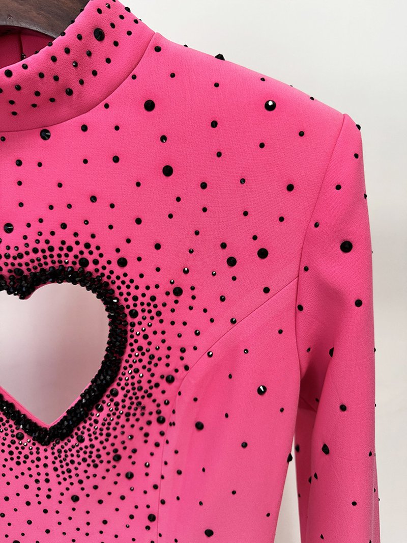 Pink Polka Dot Heart Cutout Gown H6684