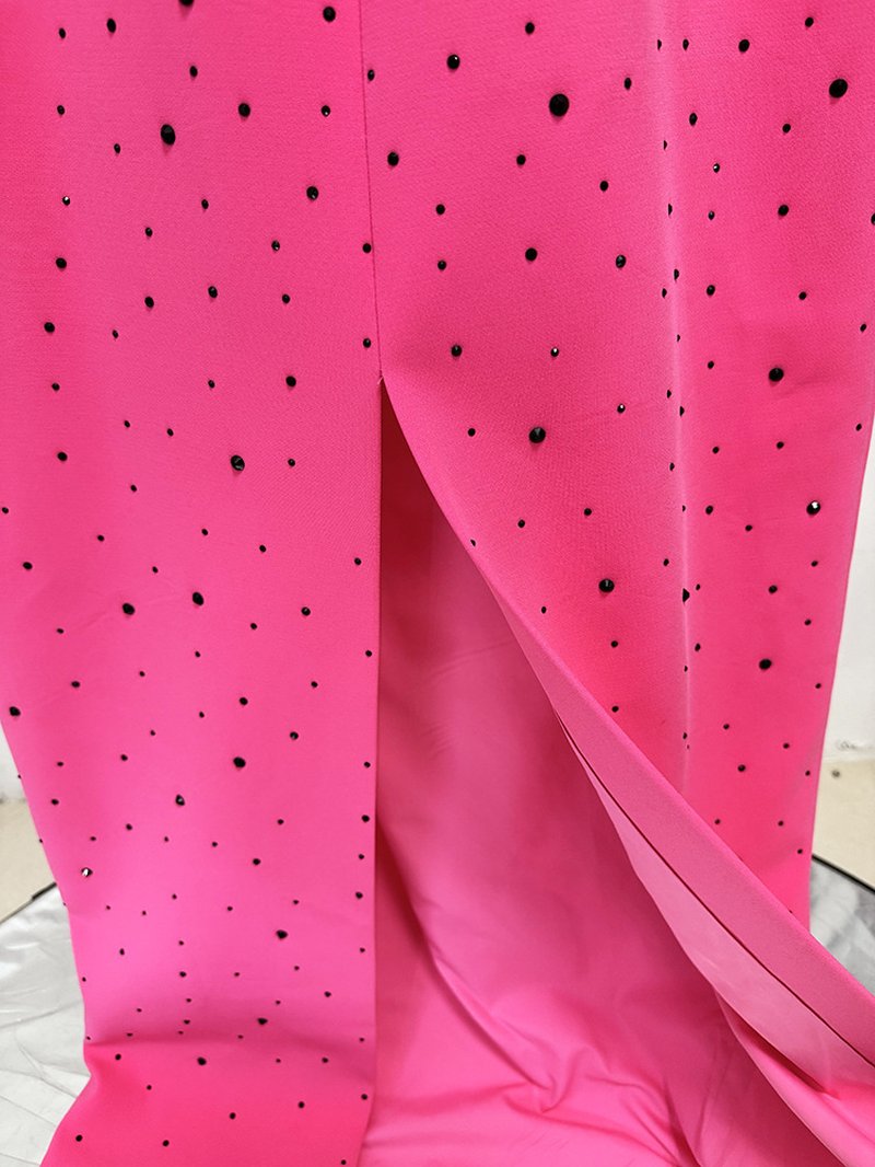 Pink Polka Dot Heart Cutout Gown H6684