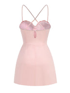 Pink Rose Embellished Mini Dress H6552