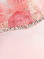 Pink Rose Embellished Mini Dress H6552