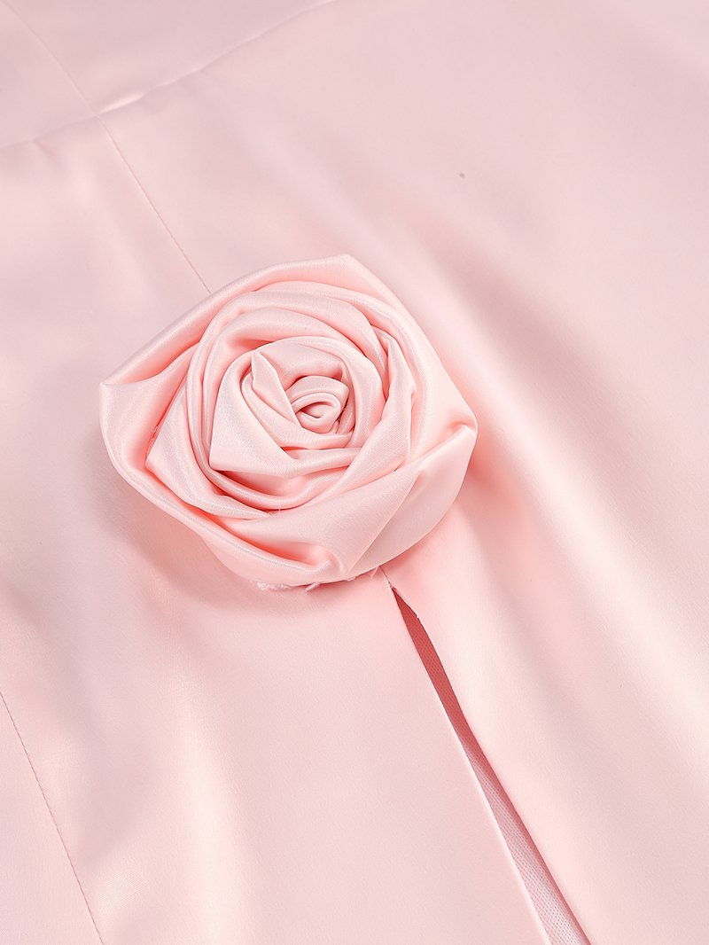 Pink Rose Embellished Mini Dress H6552