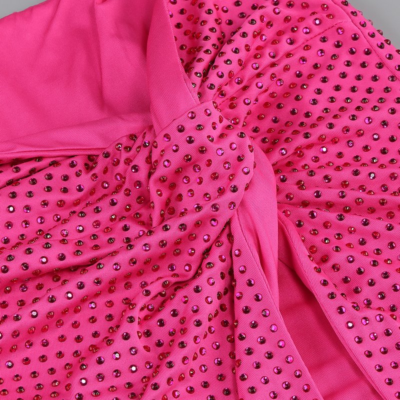 Pink Ruched Halter Midi Dress H6263