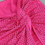 Pink Ruched Halter Midi Dress H6263