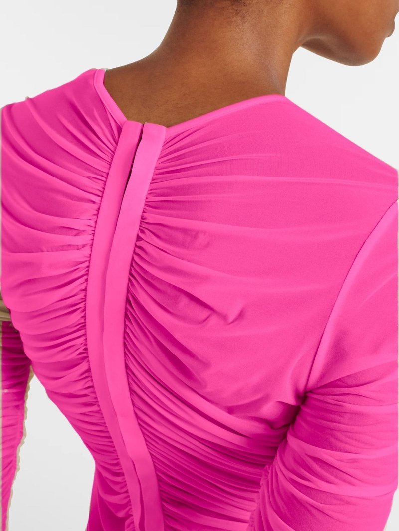 Pink Ruched Rose Detail Bandage Dress H6619