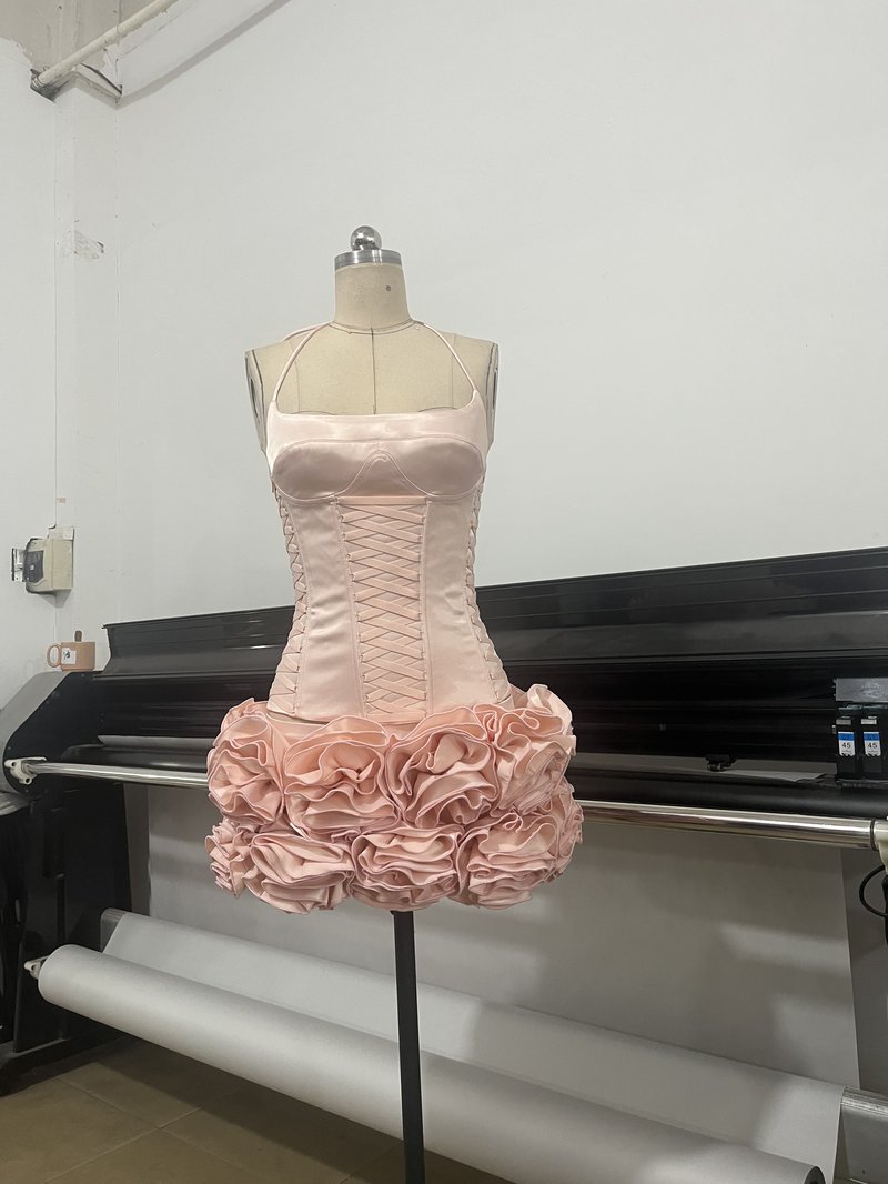 Pink Ruffle Corset Mini Dress H6671
