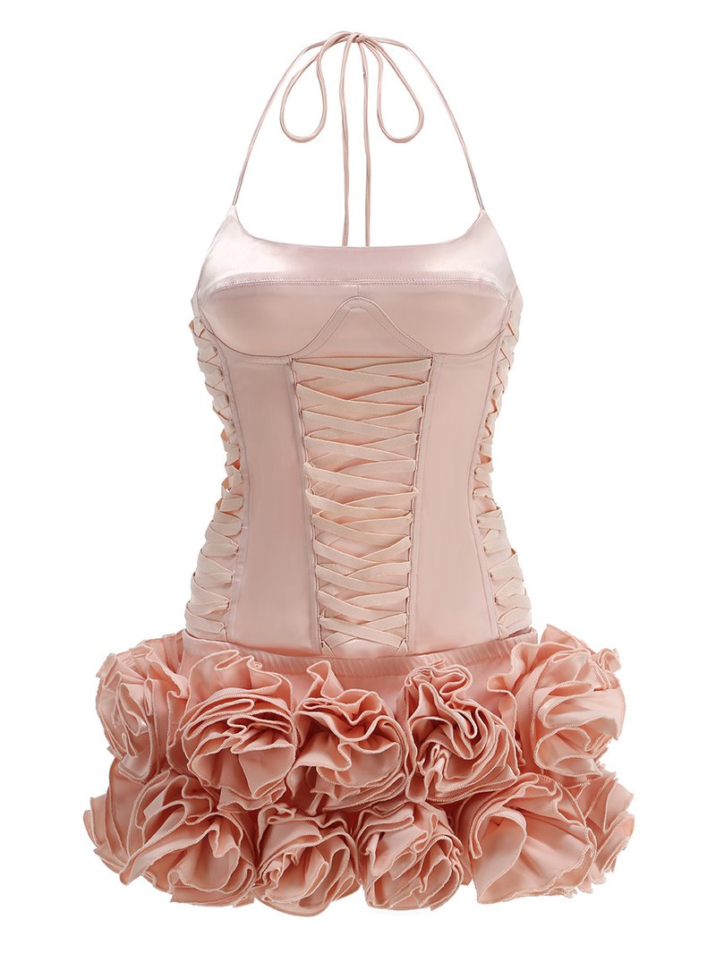 Pink Ruffle Corset Mini Dress H6671