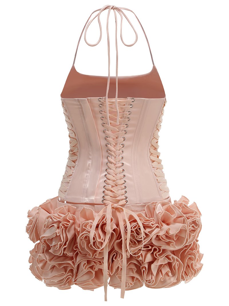 Pink Ruffle Corset Mini Dress H6671