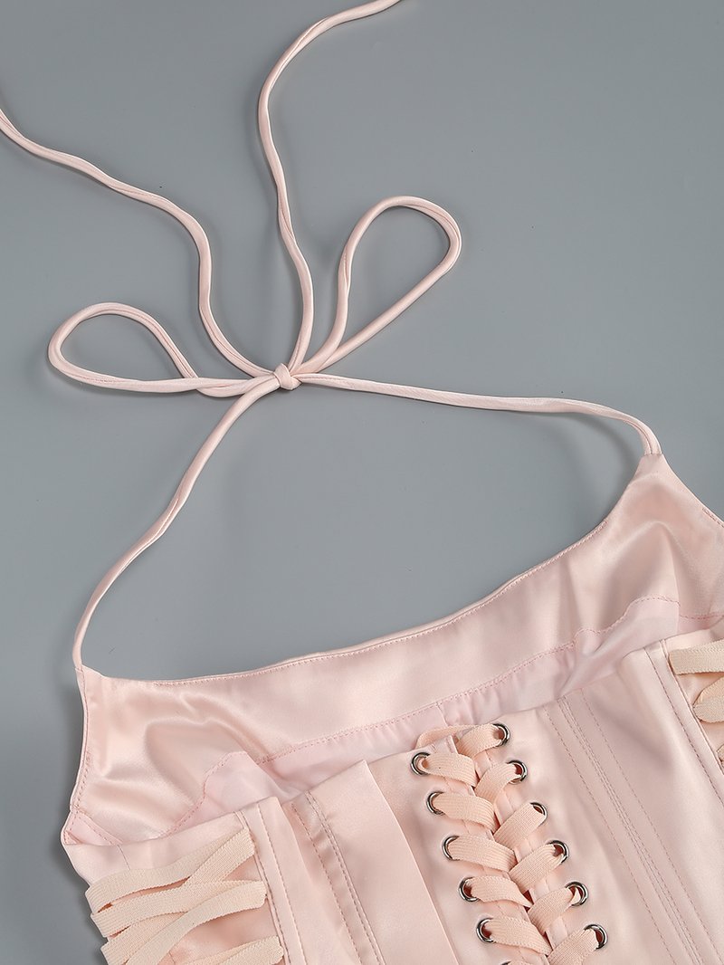 Pink Ruffle Corset Mini Dress H6671