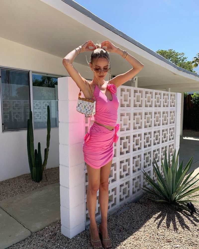 Pink Ruffle Flower Mini Dress H5985
