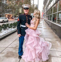Pink Ruffle Layered Ball Gown H2871
