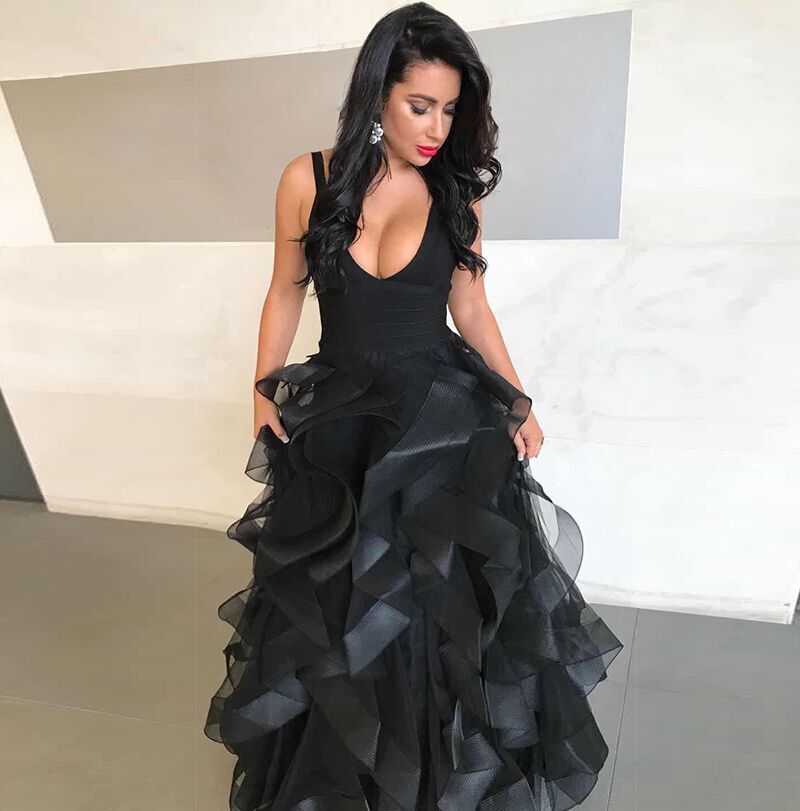 Pink Ruffle Layered Ball Gown H2871