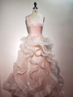 Pink Ruffle Layered Ball Gown H2871