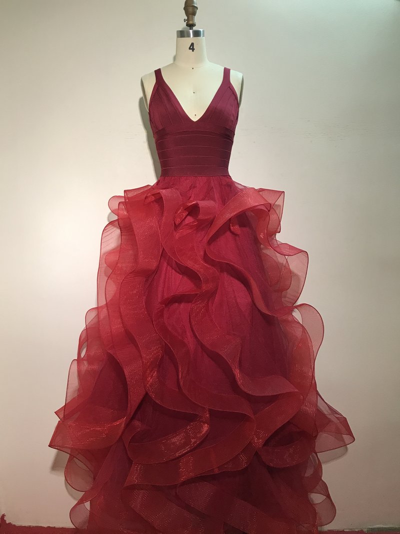 Pink Ruffle Layered Ball Gown H2871