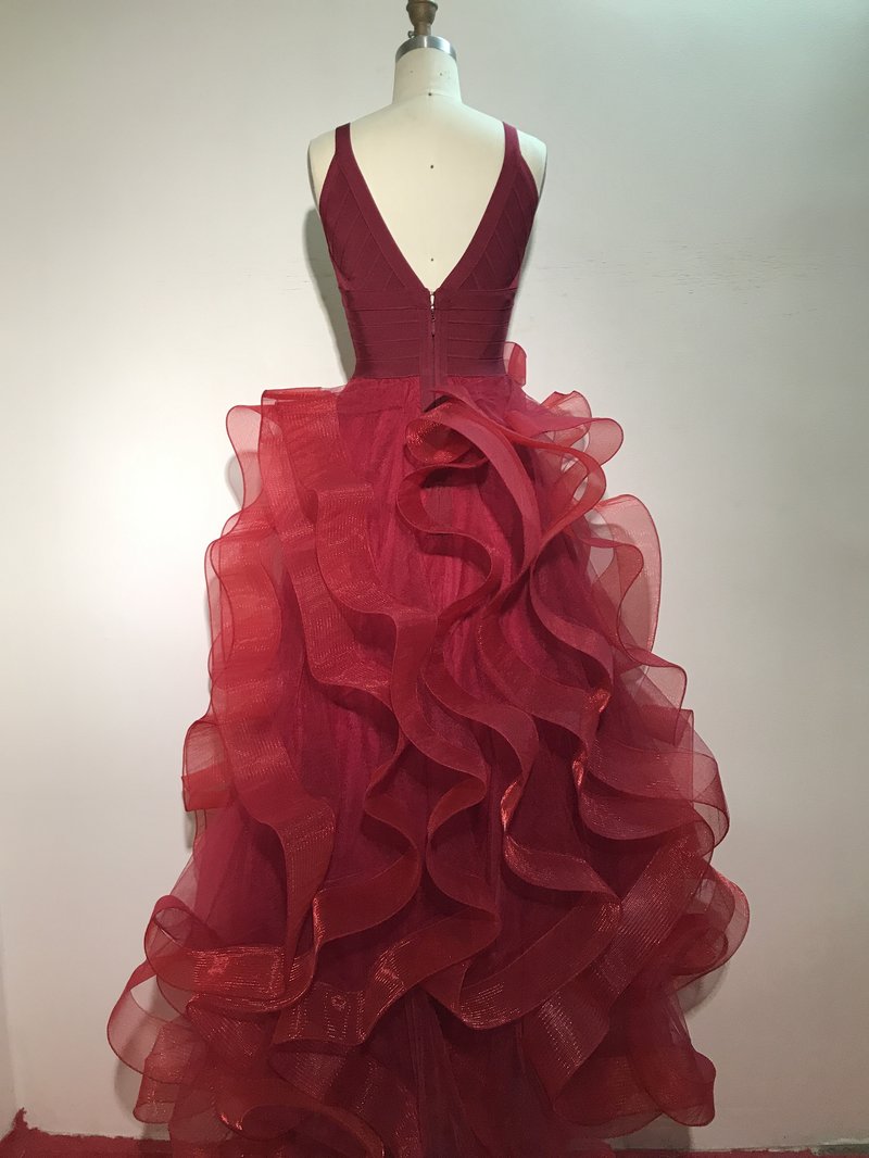 Pink Ruffle Layered Ball Gown H2871