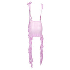 Pink Ruffle Sheer Bodysuit Dress H6016