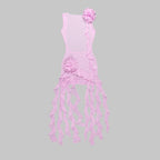 Pink Ruffle Sheer Bodysuit Dress H6016