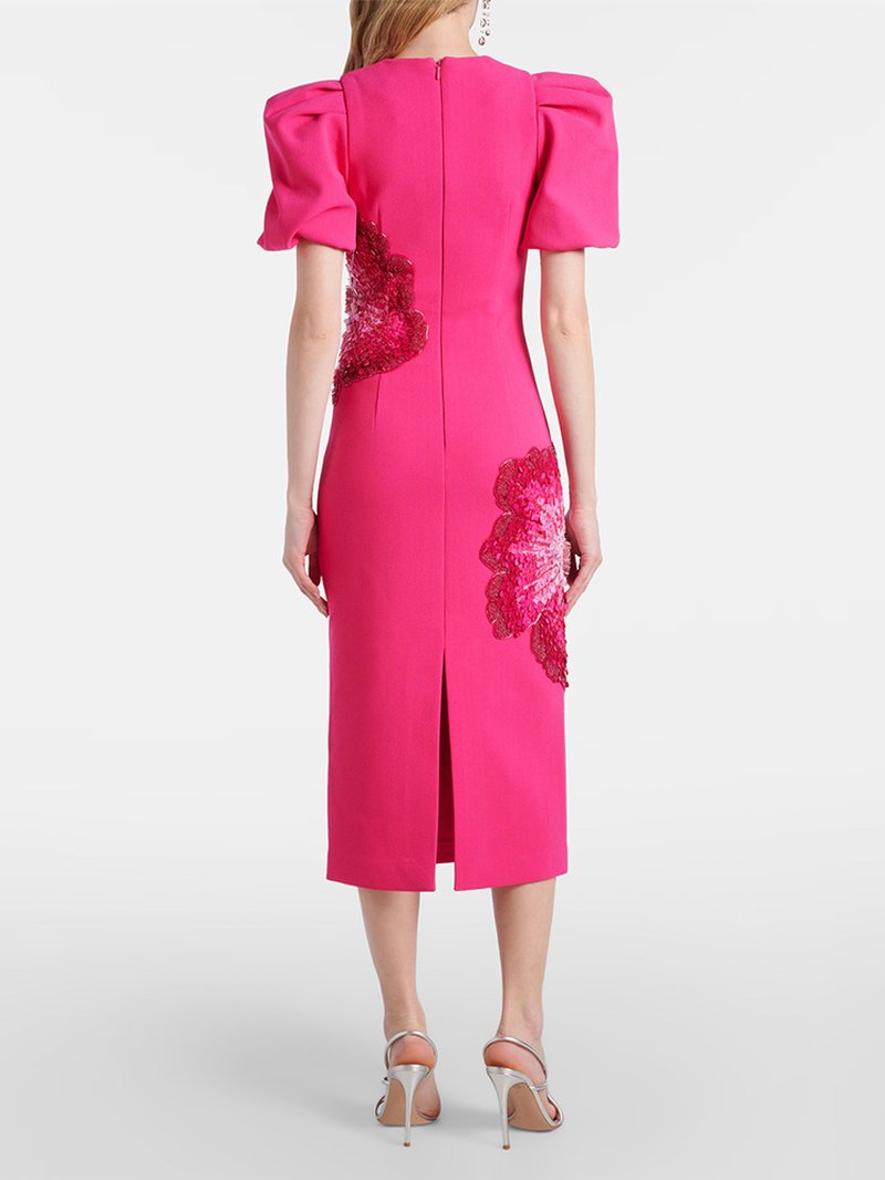 Pink Sequin Floral Midi Dress H6858
