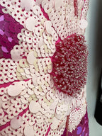 Pink Sequin Floral Midi Dress H6858