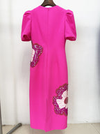 Pink Sequin Floral Midi Dress H6858