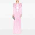 Pink Sequin Long Sleeve Maxi Dress H7001
