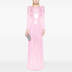 Pink Sequin Long Sleeve Maxi Dress H7001