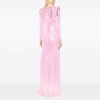 Pink Sequin Long Sleeve Maxi Dress H7001