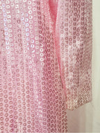 Pink Sequin Long Sleeve Maxi Dress H7001