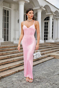 Pink Sequin Sleeveless Maxi Dress H6489