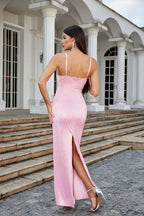 Pink Sequin Sleeveless Maxi Dress H6489