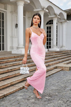 Pink Sequin Sleeveless Maxi Dress H6489