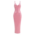 Pink Sequin Sleeveless Maxi Dress H6489