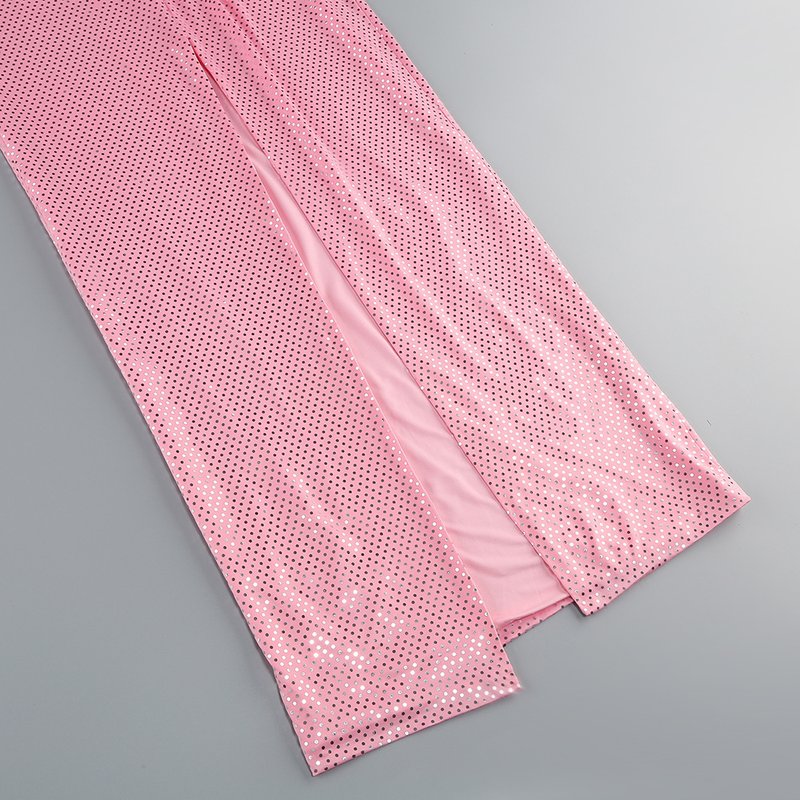 Pink Sequin Sleeveless Maxi Dress H6489