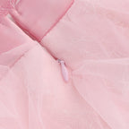 Pink Tulle Ruffle Asymmetrical Gown H6764