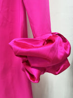 Pink Turtleneck Puff Sleeve Maxi Dress H6999