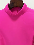 Pink Turtleneck Puff Sleeve Maxi Dress H6999