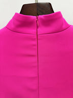 Pink Turtleneck Puff Sleeve Maxi Dress H6999